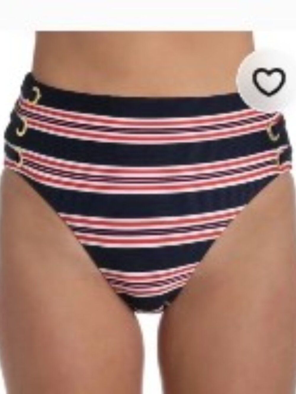 La Blanca Americana Collection NWT High-Waisted Striped Swim Bottoms Size 10